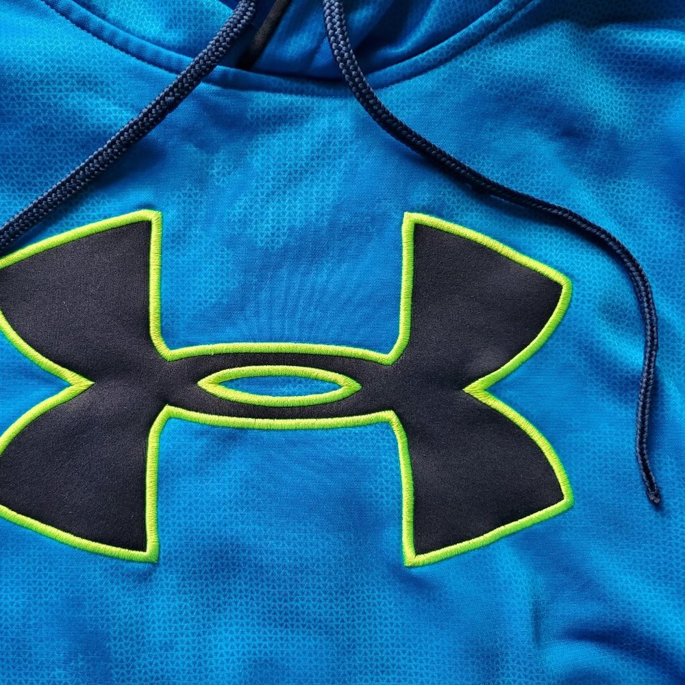 Under Armour Men's Medium Blue Big Logo  Sweatshirt Hoodie - Picture 4 of 6